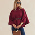 Women's Cape Jacket with Belt - Red