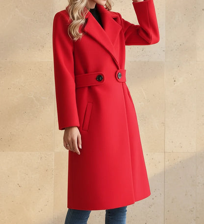 Wide Lapel Tailored Coat with Belt in Camel - image 6