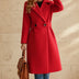 Women's Wide Lapel Tailored Coat with Belt - Red
