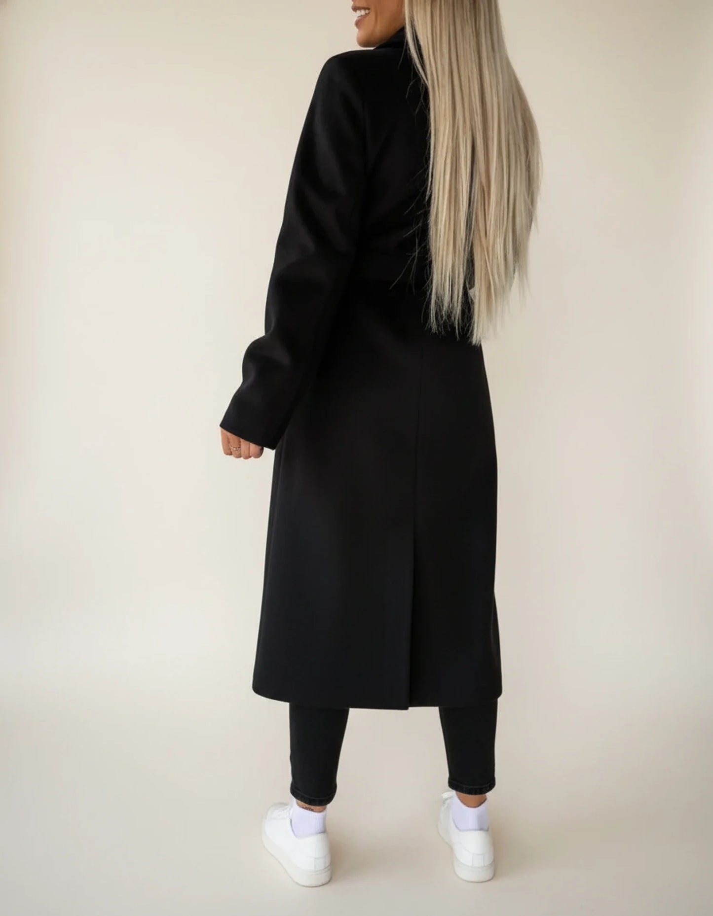 Luvrefashion | Mid Length Winter Overcoat with Belt in Khaki - detail view