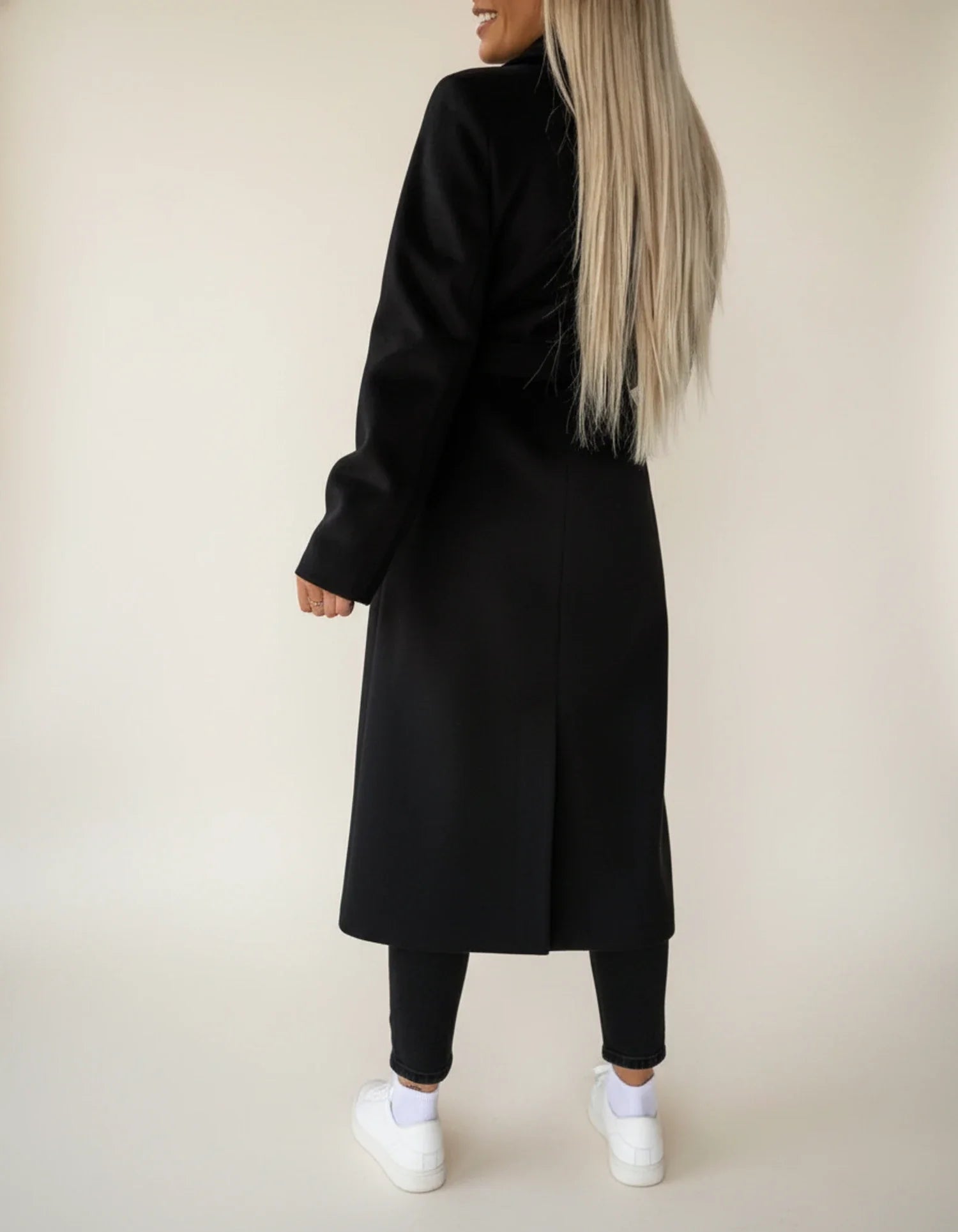 Luvrefashion | Mid Length Winter Overcoat with Belt in Khaki - detail view