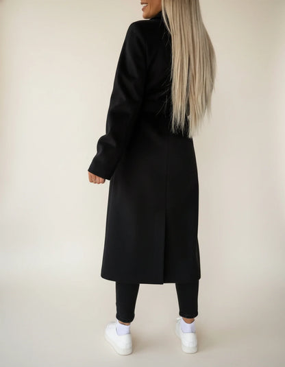 Luvrefashion | Mid Length Winter Overcoat with Belt in Khaki - detail view