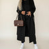 Women's Mid-Length Winter Overcoat with Belt - Black