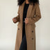 Women's Mid-Length Winter Overcoat with Belt - Light Brown