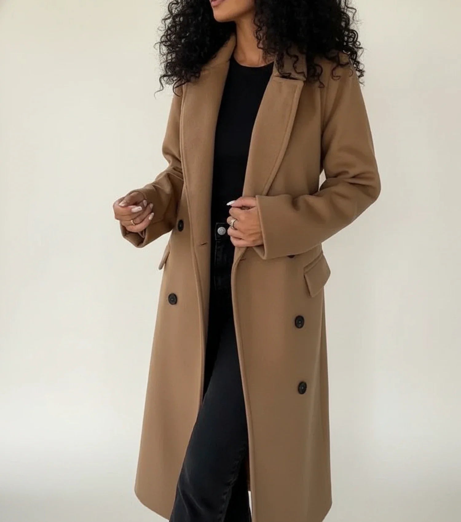 Luvrefashion | Mid Length Winter Overcoat with Belt in Khaki - image 6