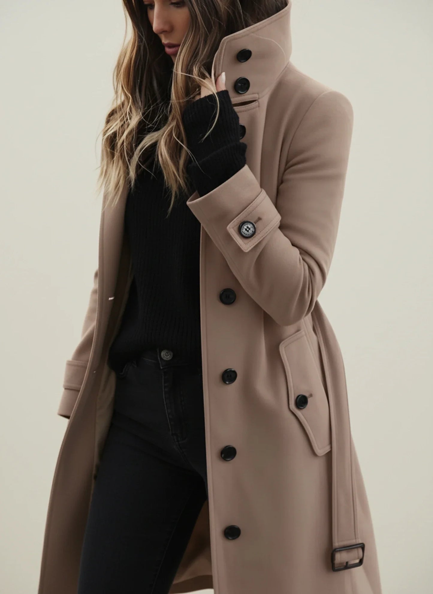 Belted Trench Coat for in Gray - detail view