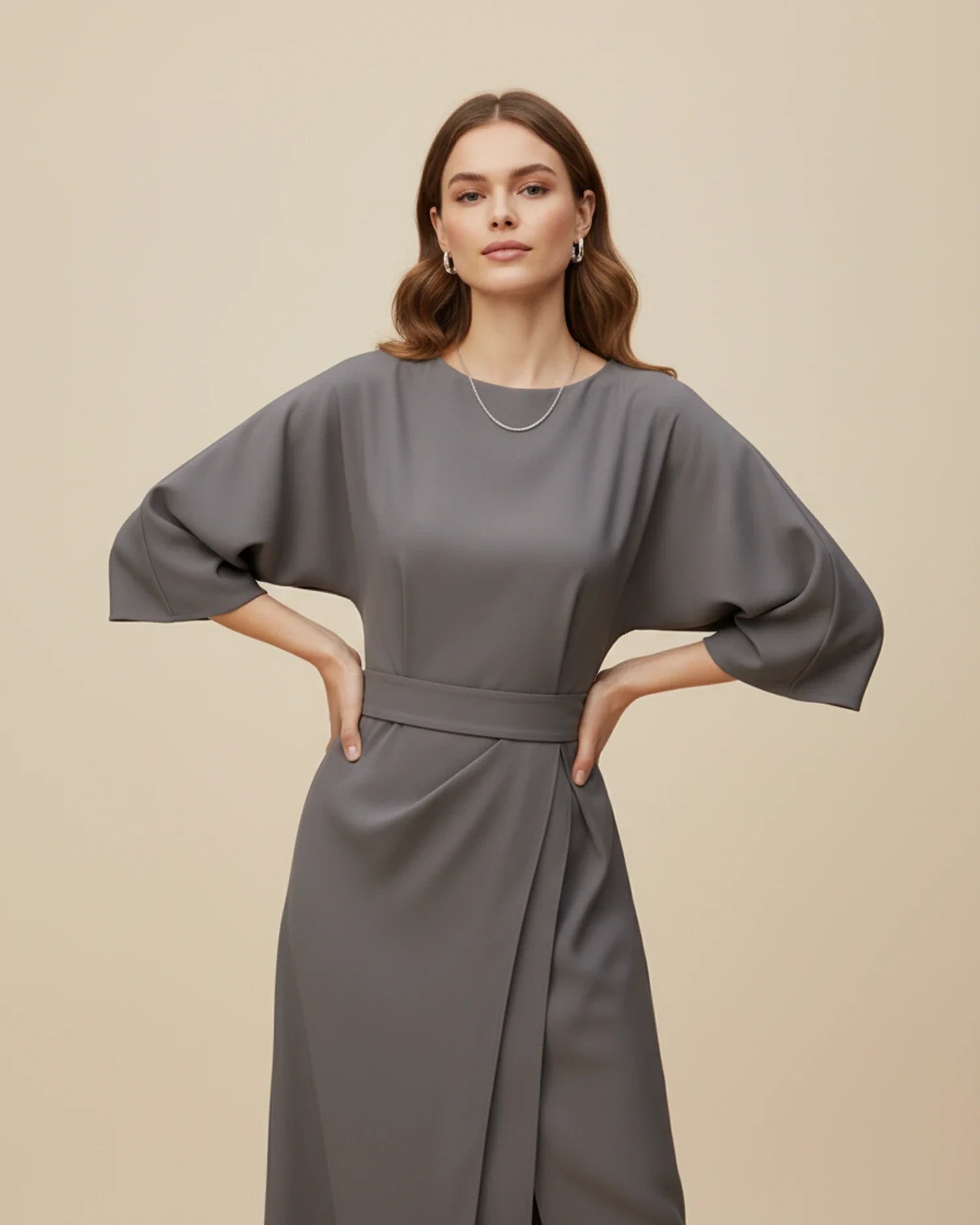 Luvrefashion | Chic Dress with Belt and Lantern Sleeves in Black - image 14