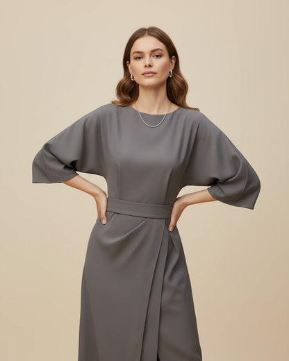 Luvrefashion | Chic Dress with Belt and Lantern Sleeves in Black - image 14