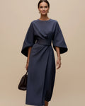 Chic Women's Dress with Belt and Lantern Sleeves