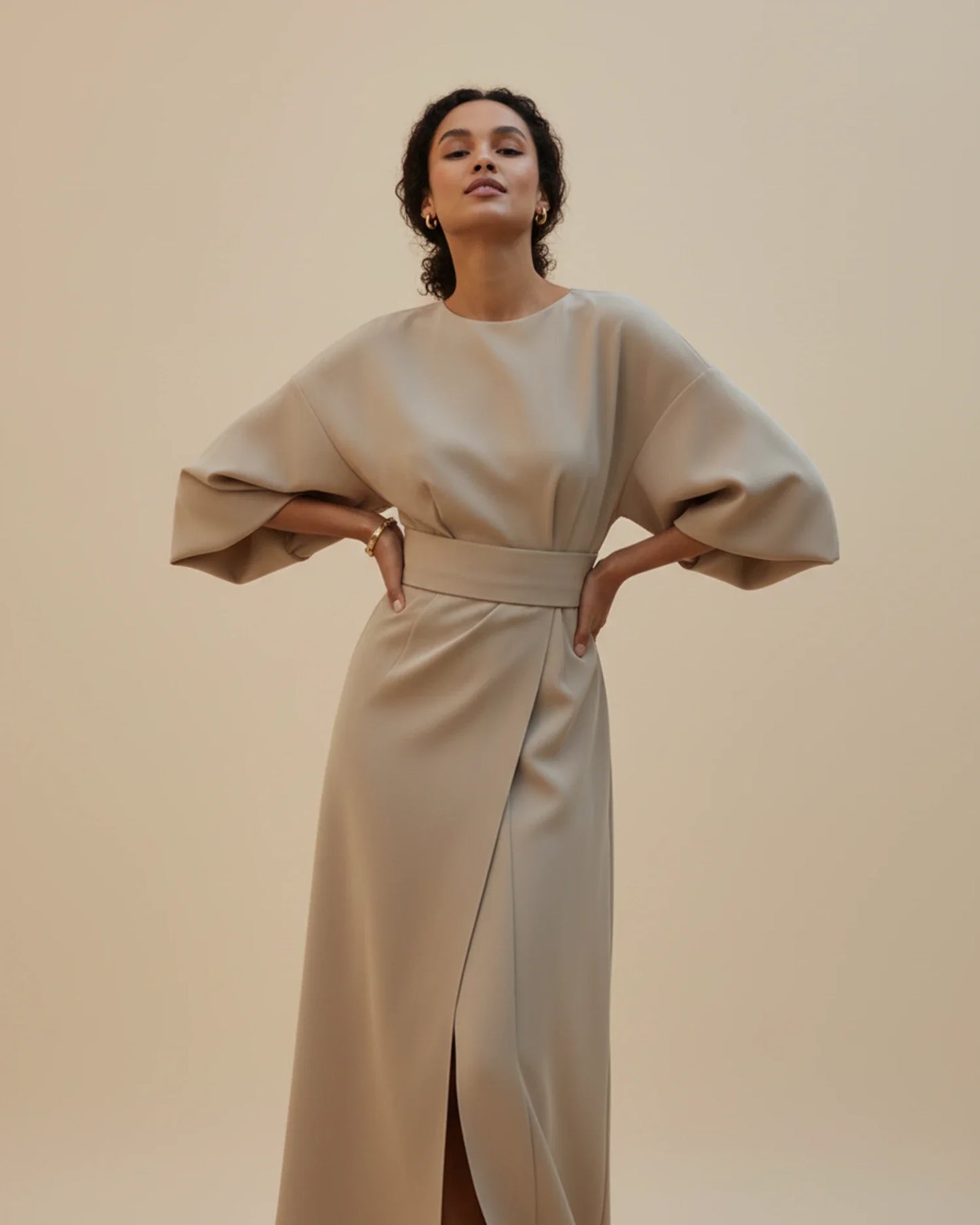 Luvrefashion | Chic Dress with Belt and Lantern Sleeves in Black - image 11