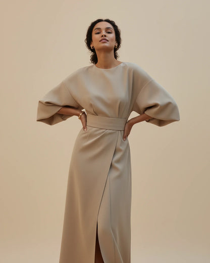 Luvrefashion | Chic Dress with Belt and Lantern Sleeves in Black - image 11
