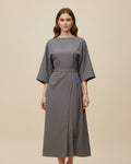 Chic Women's Dress with Belt and Lantern Sleeves