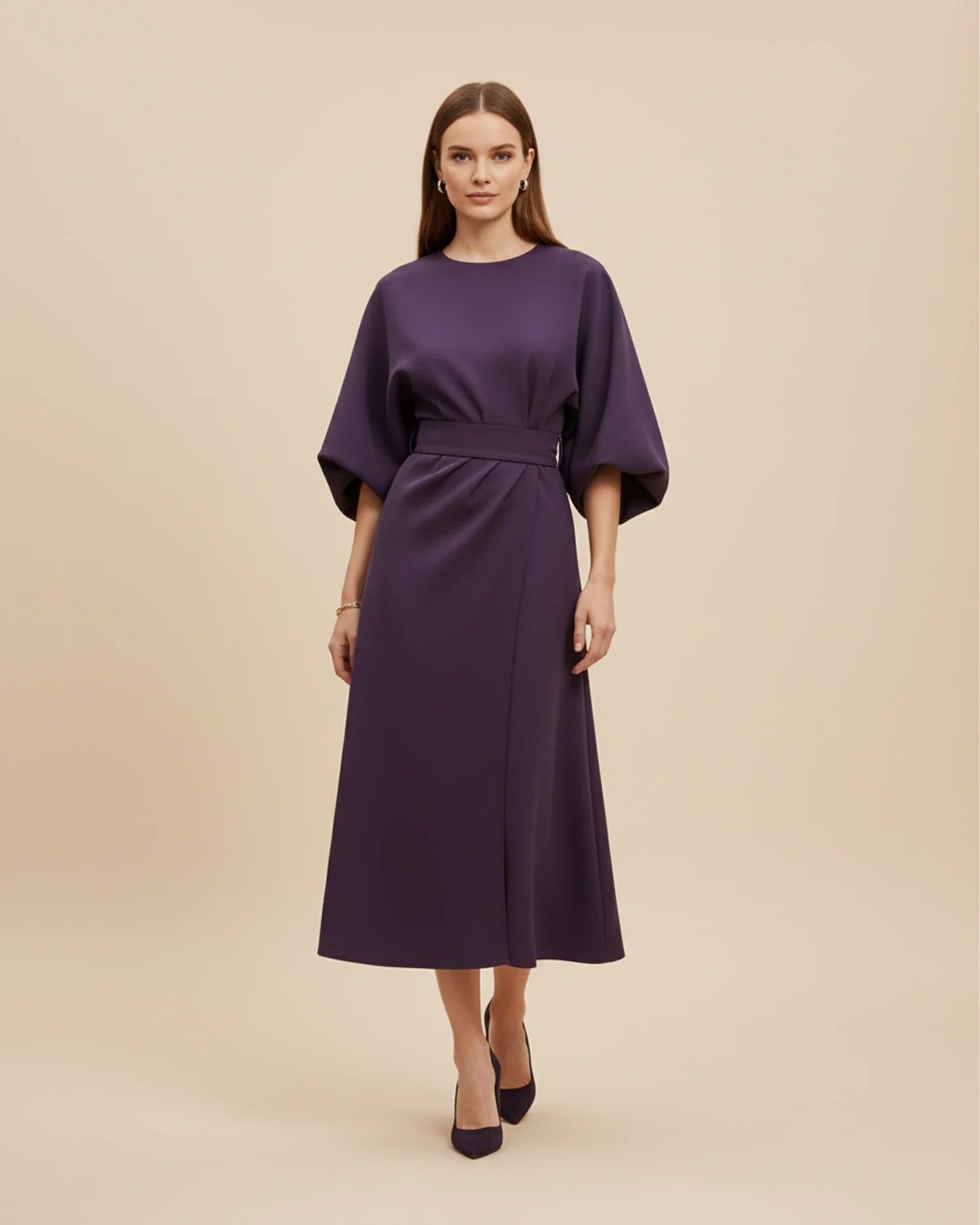Luvrefashion | Chic Dress with Belt and Lantern Sleeves in Black - image 6