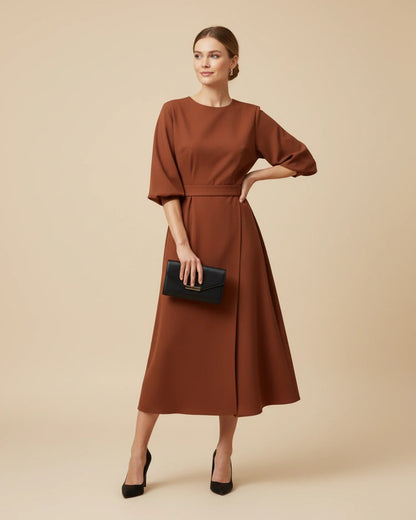 Luvrefashion | Chic Dress with Belt and Lantern Sleeves in Black - image 18