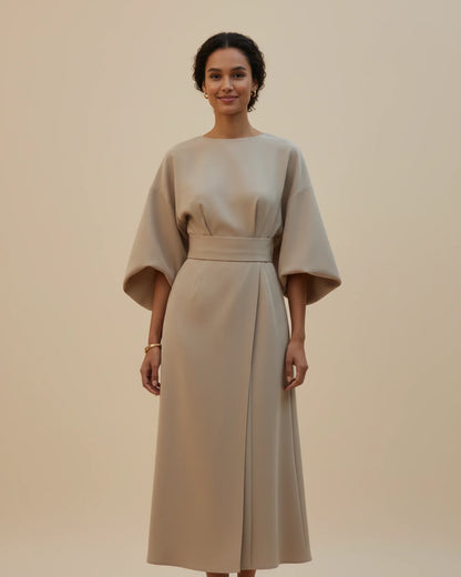 Luvrefashion | Chic Dress with Belt and Lantern Sleeves in Black - image 10