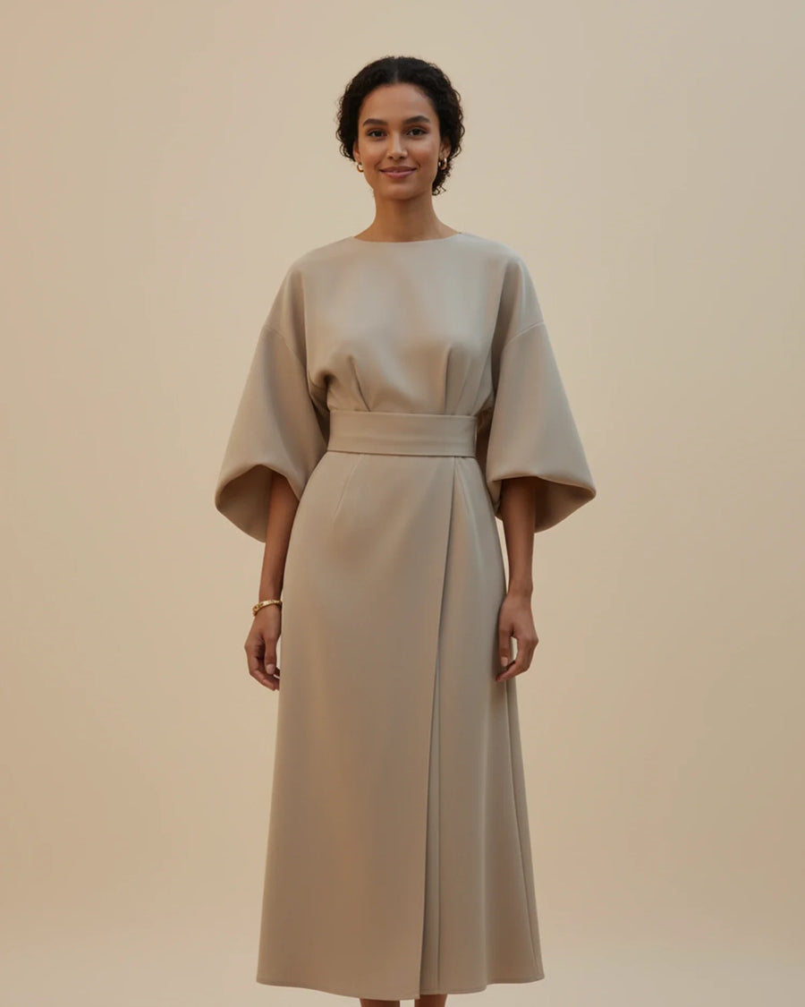 Luvrefashion | Chic Dress with Belt and Lantern Sleeves in Black - image 10