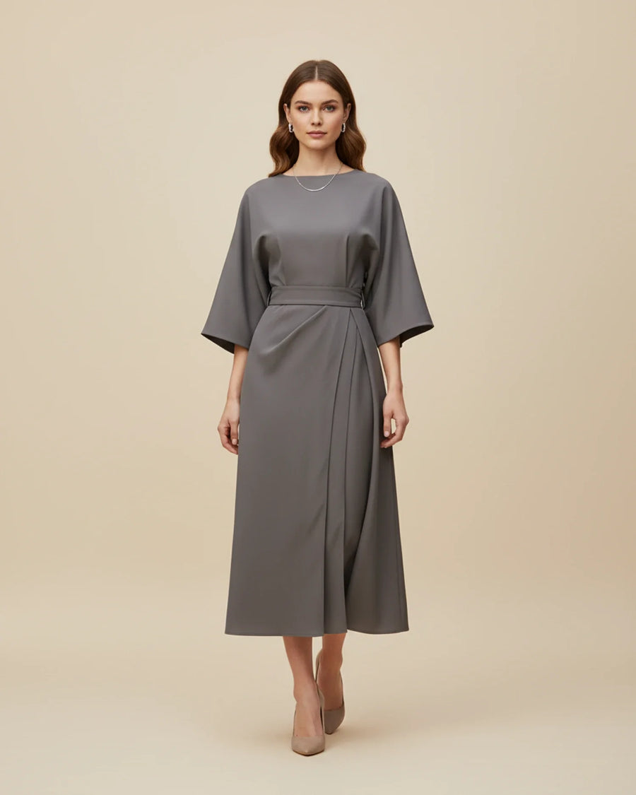 Luvrefashion | Chic Dress with Belt and Lantern Sleeves in Black - image 15