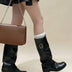 Ladies' Knee-High Boots with Buckle Detail - Black