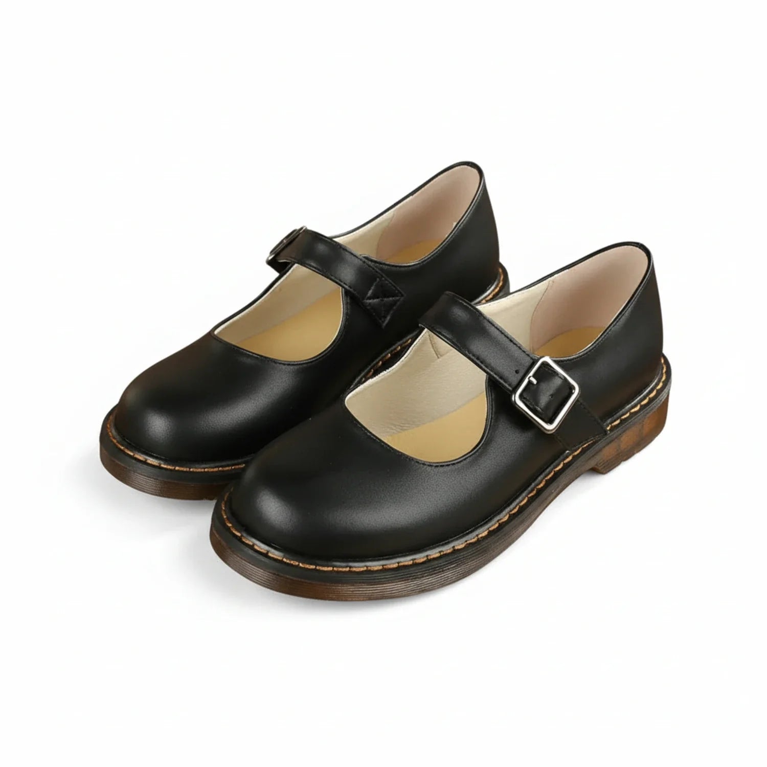 Luvrefashion | Mary Jane Shoes with Buckle for in Black - side view