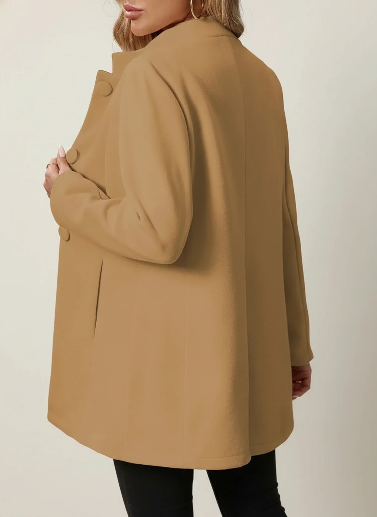 Business Casual Blazer with Stand Collar in Beige - image 10