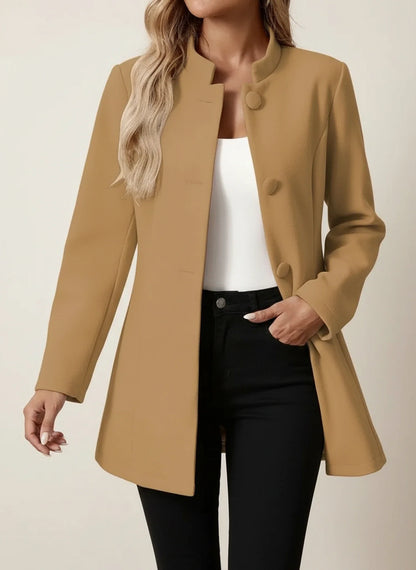 Business Casual Blazer with Stand Collar in Beige - image 8