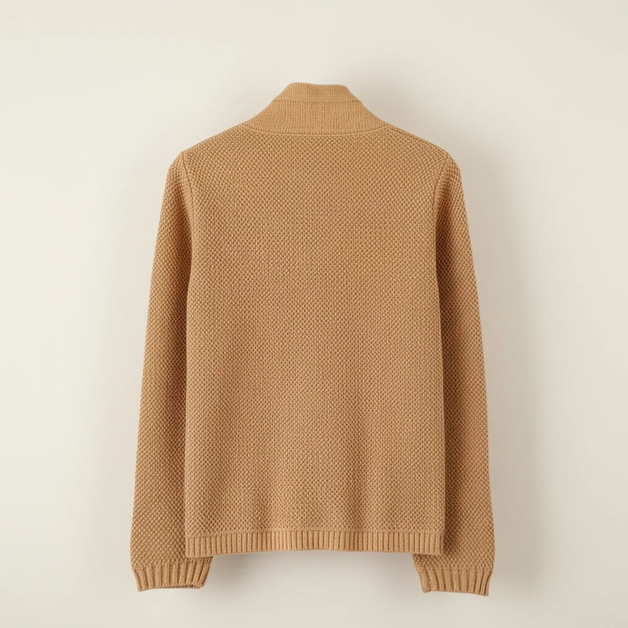 Luvrefashion | Ladies' Knitted Winter Cardigan Sweater in Brown - side view