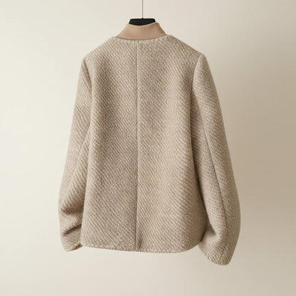 Luvrefashion | Button Front Short Cardigan for in Beige - side view