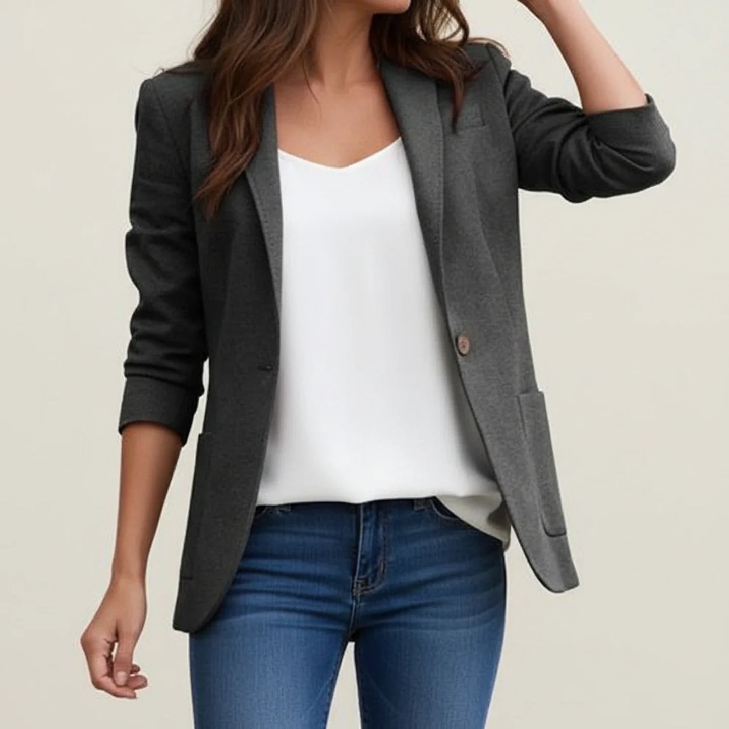 Classic Blazer Jacket in White - side view
