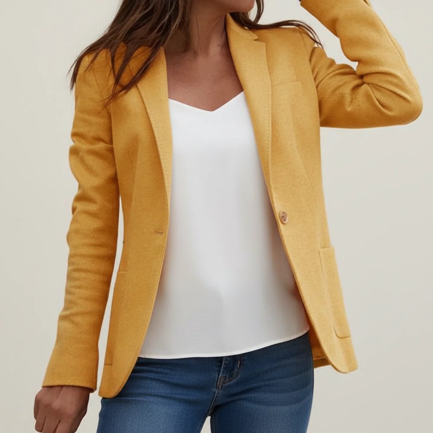 Classic Blazer Jacket in White - detail view
