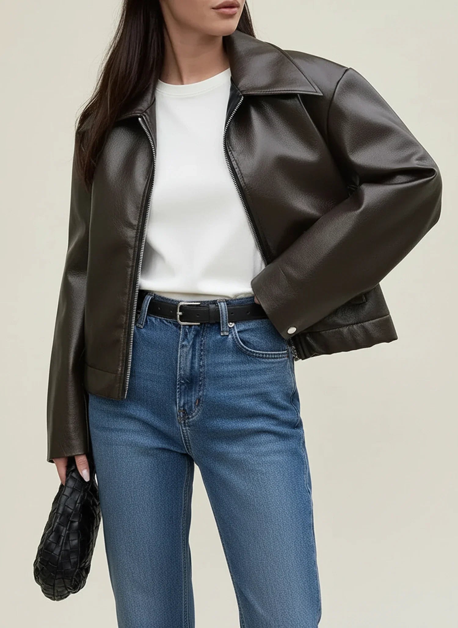 Cropped Jacket with Collar for in Burgundy - image 10