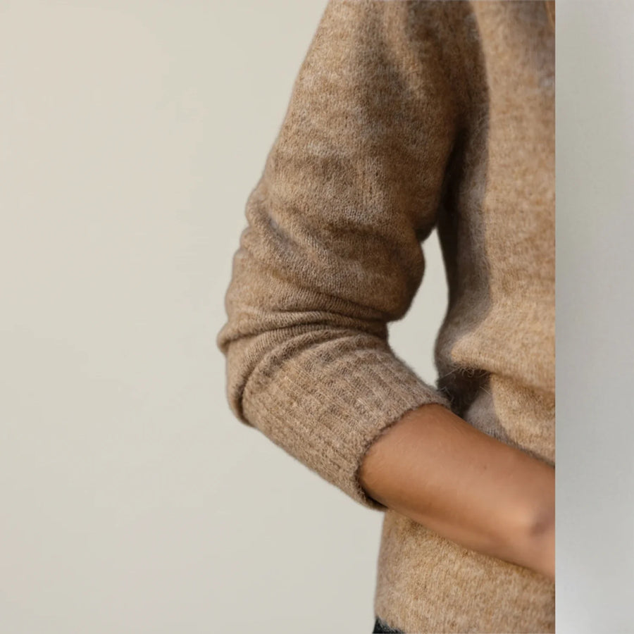 Luvrefashion | Winter Cardigan Sweater with Collar for in Beige - styled look