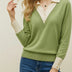 V-Neck Sweater with Collar for Women - Lime