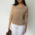 Winter Cardigan Sweater with Collar for Women - Beige