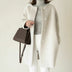Women's Sleek Collarless Winter Coat - Apricot