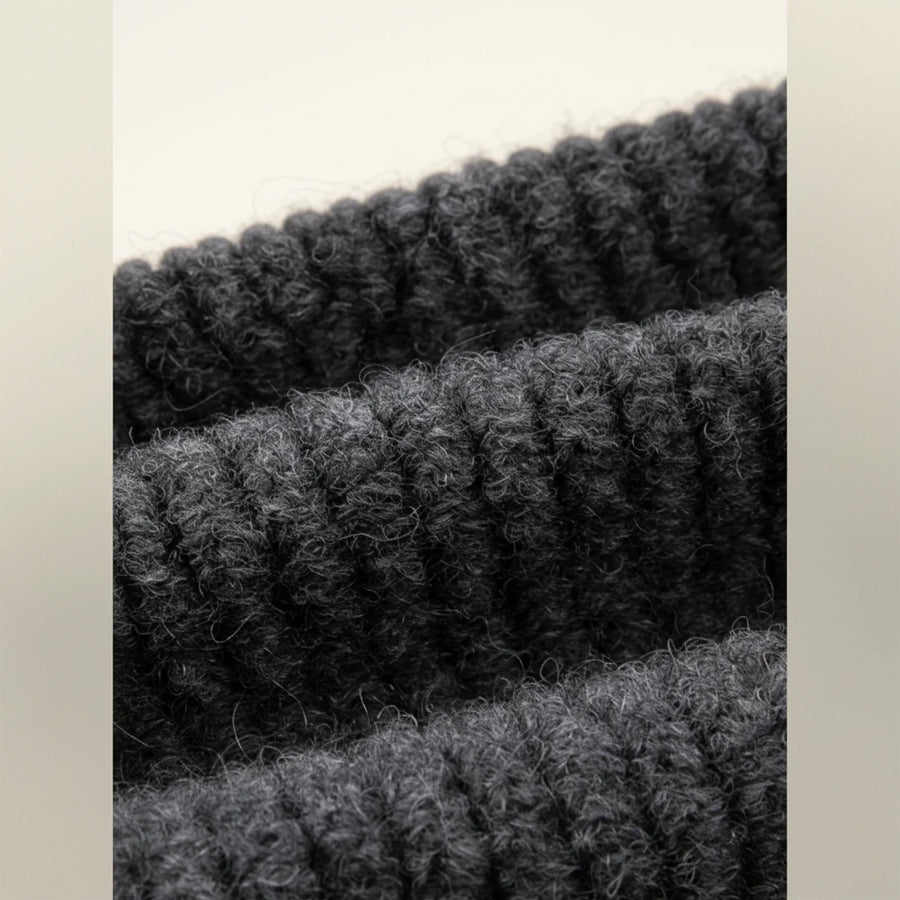 Luvrefashion | Collarless Knit Cardigan Jacket for in Dark Gray - back view