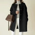Women's Sleek Collarless Winter Coat - Black