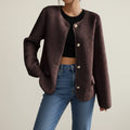 Collarless Tweed-Inspired Jacket for Women