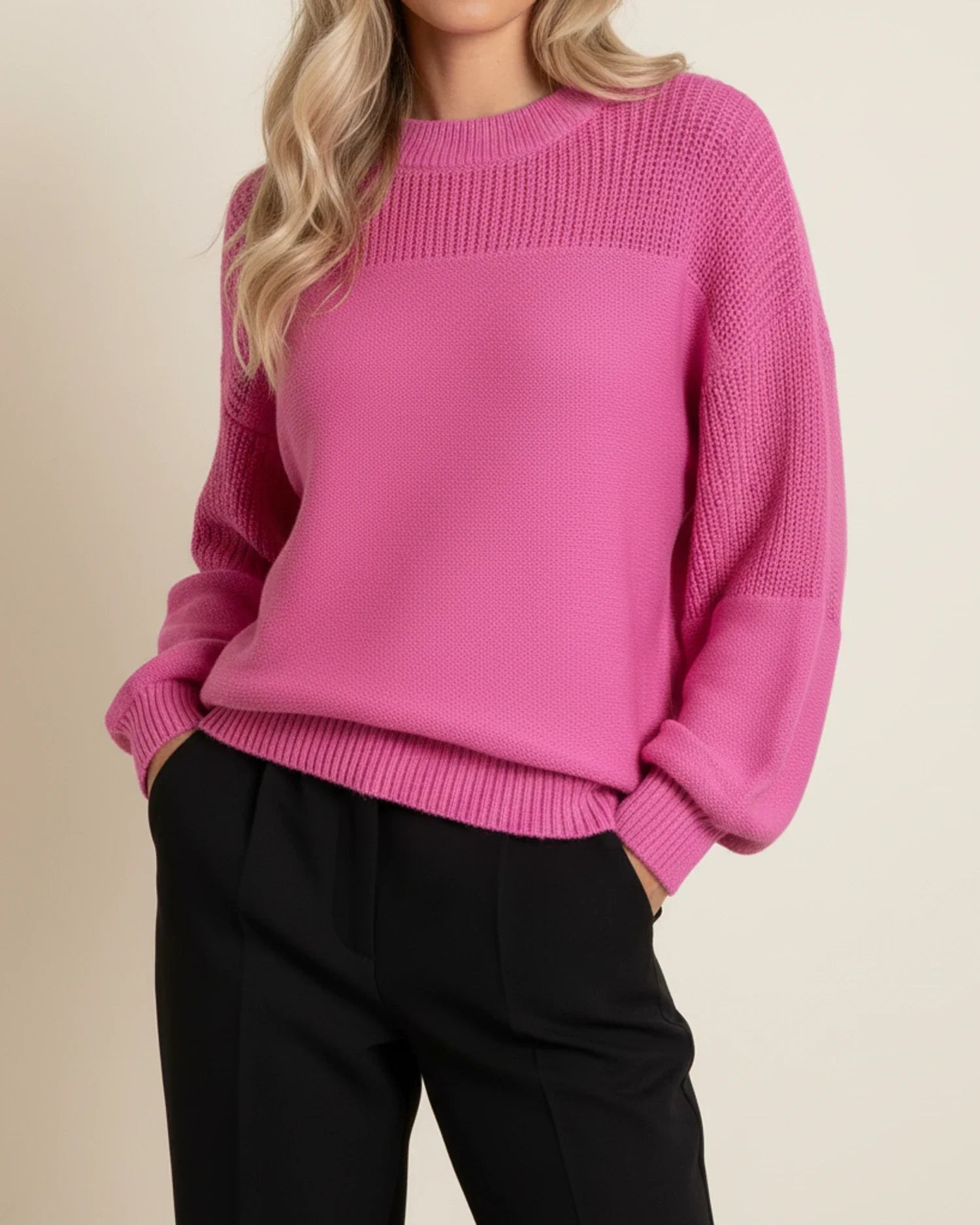 Luvrefashion | Cozy Knit Sweater for Winter Casual in White - side view