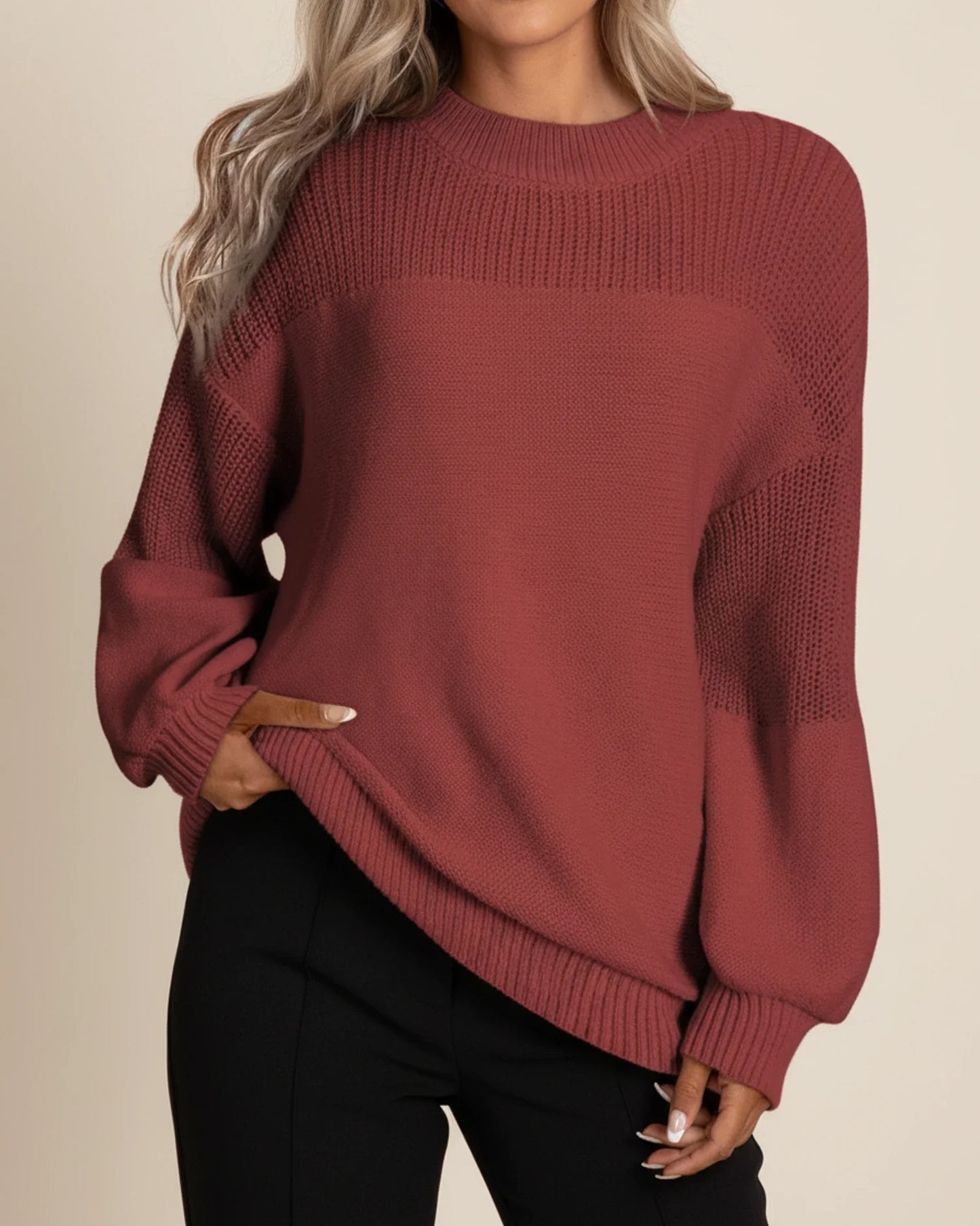 Cozy Knit Sweater for Winter Casual in White - detail view