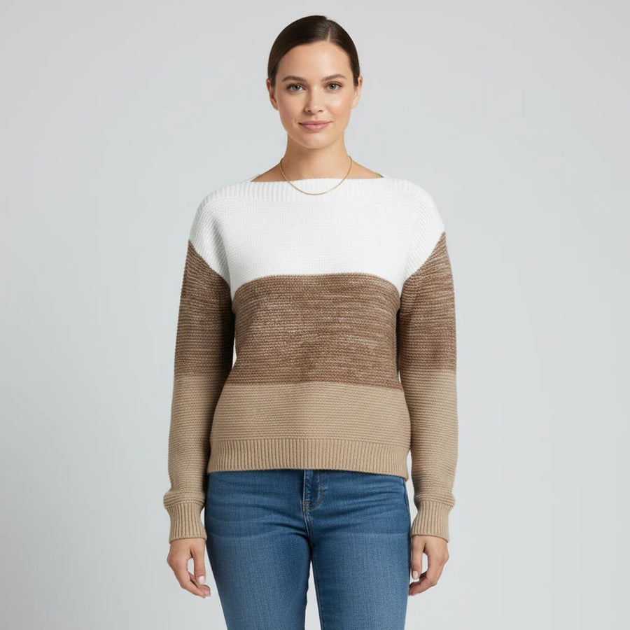 Luvrefashion | Ladies' Multi Tone Sweater in Khaki - front view
