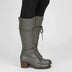 Block Heel Combat Boots for Women - Grey