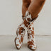Women's Western Boots in Cow Print Design - Brown