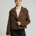 Double-Breasted Cropped Coat for Women - Brown