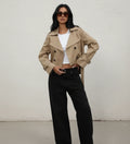 Double-Breasted Cropped Trench Jacket for Women