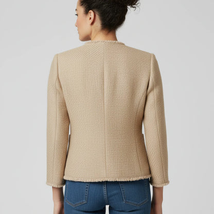 Cropped Tweed Jacket for in Beige - styled look