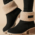Cuffed Sherpa-Lined Block Heel Ankle Boots for Women - Black