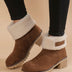 Cuffed Sherpa-Lined Block Heel Ankle Boots for Women - Brown