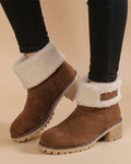 Cuffed Sherpa-Lined Block Heel Ankle Boots for Women