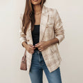 Plaid Double-Breasted Blazer for Women
