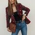 Plaid Double-Breasted Blazer for Women - Red